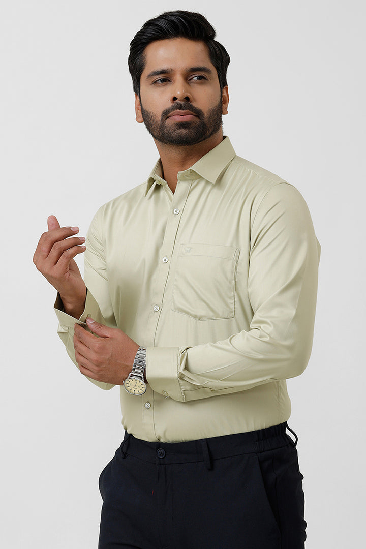 Bamboo Twill - Light Olive Green Formal Shirts for Men | Ariser