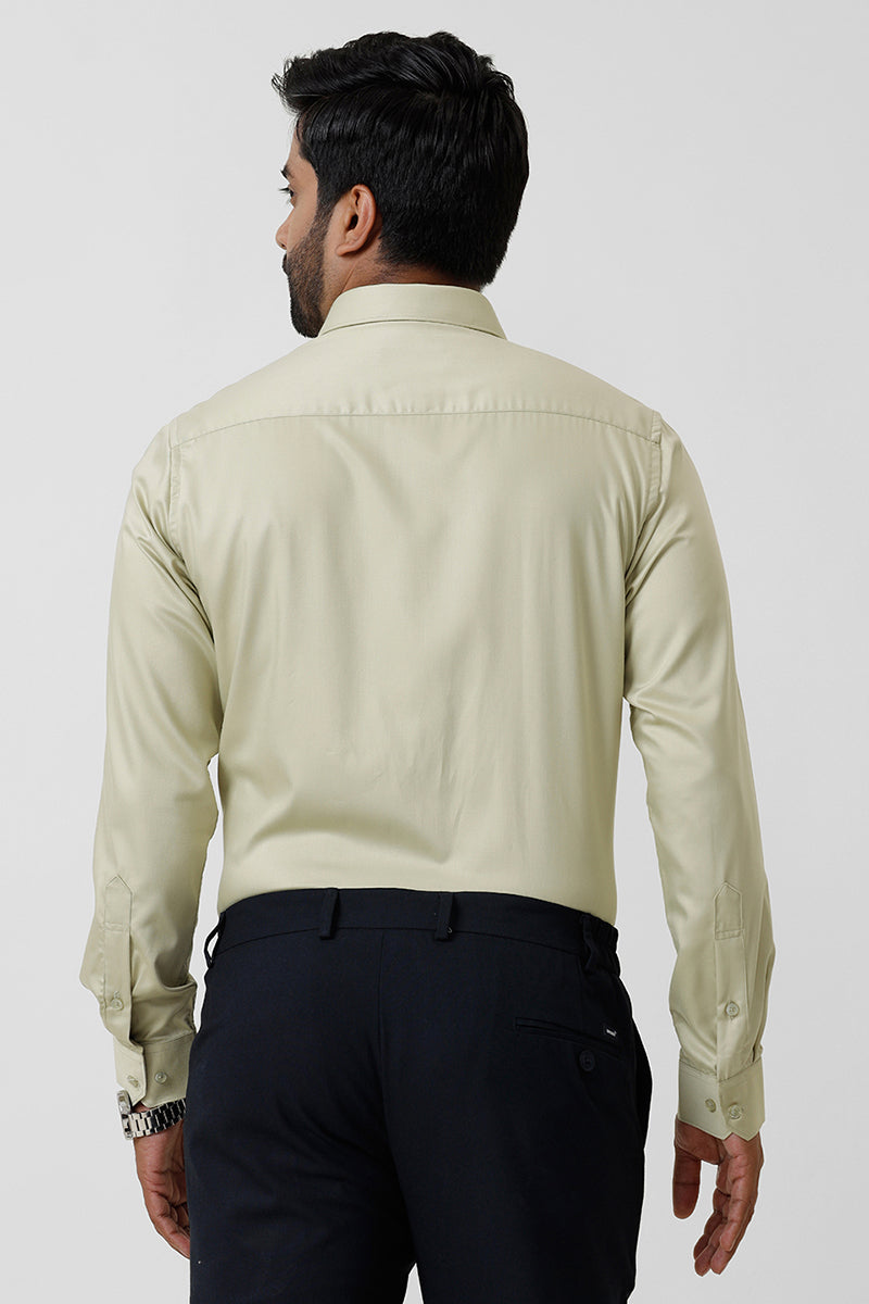 Bamboo Twill - Light Olive Green Formal Shirts for Men | Ariser