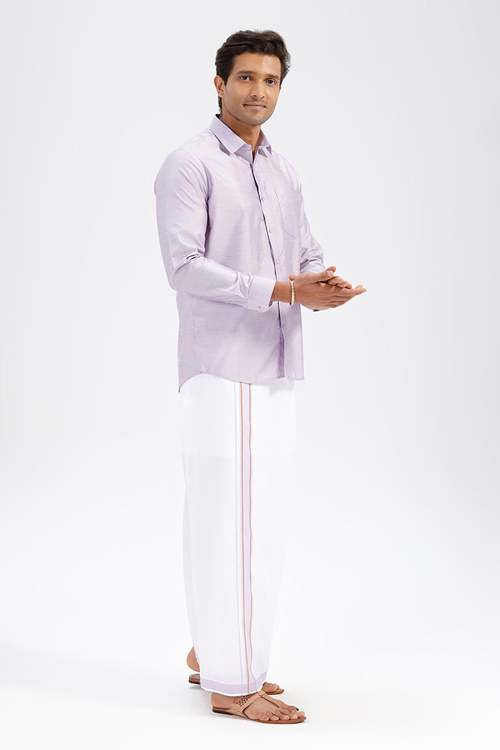 Divine - Purple  Matching Shirt and Single Dhoti Set For Men | Uathayam