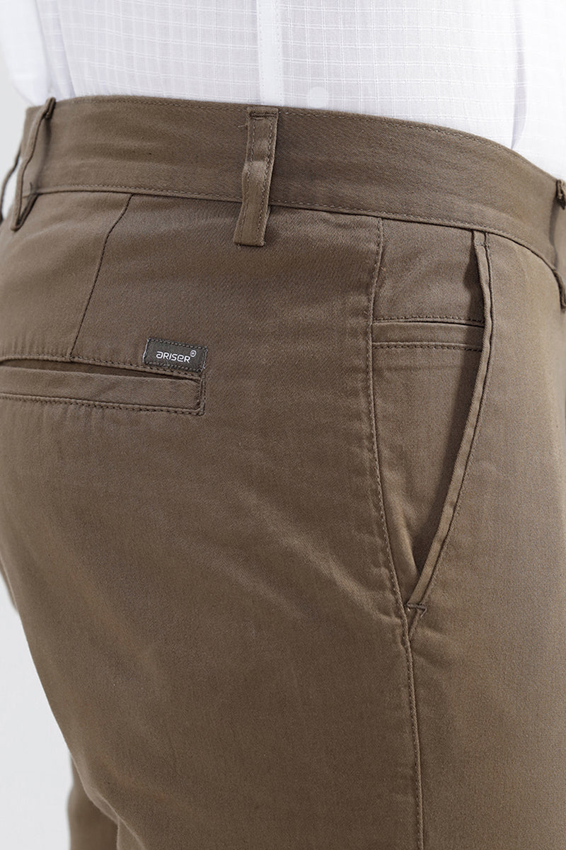 Basic Chino - Olive Gray Trouser For Men | Ariser