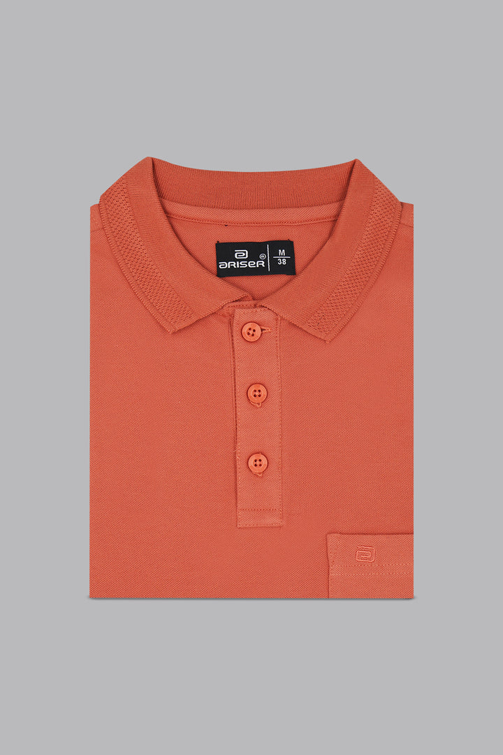 Lycra Polo - Coral Orange T-Shirts For Men | Ariser