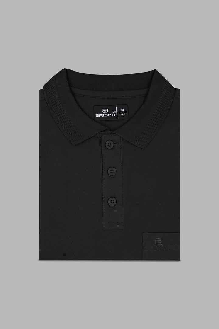 Lycra Polo - Jet Black T-Shirts For Men | Ariser