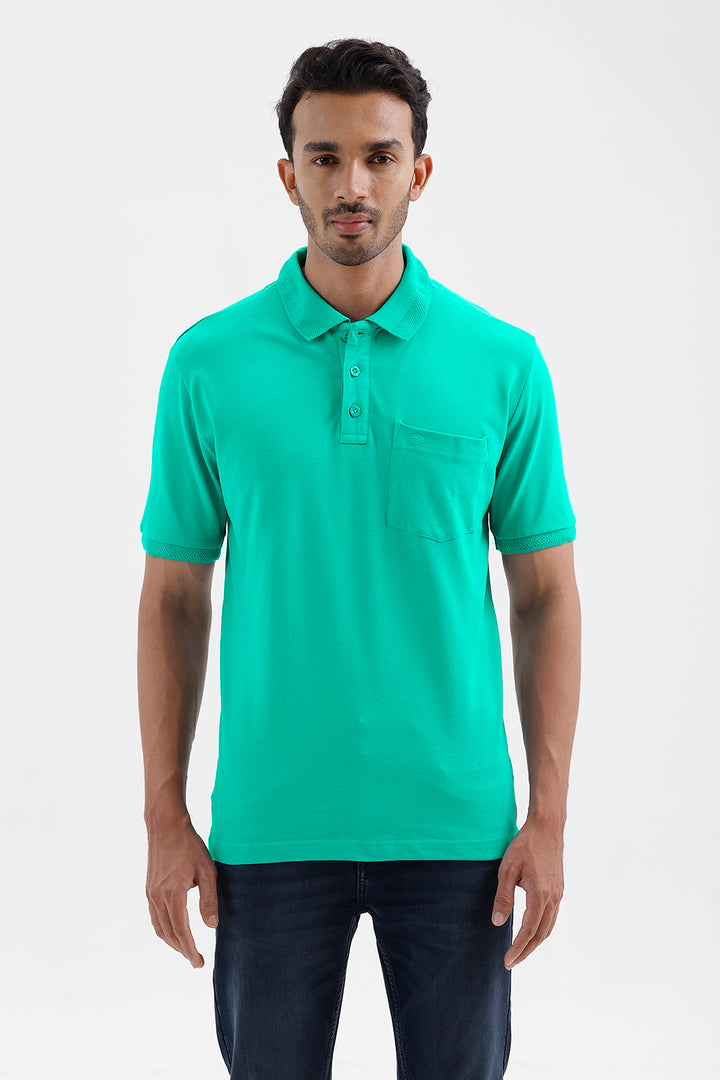 Lycra Polo - Lagoon Green T-Shirts For Men | Ariser