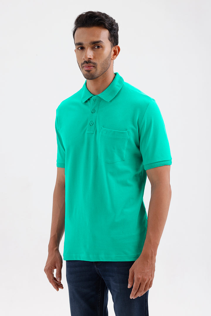 Lycra Polo - Lagoon Green T-Shirts For Men | Ariser