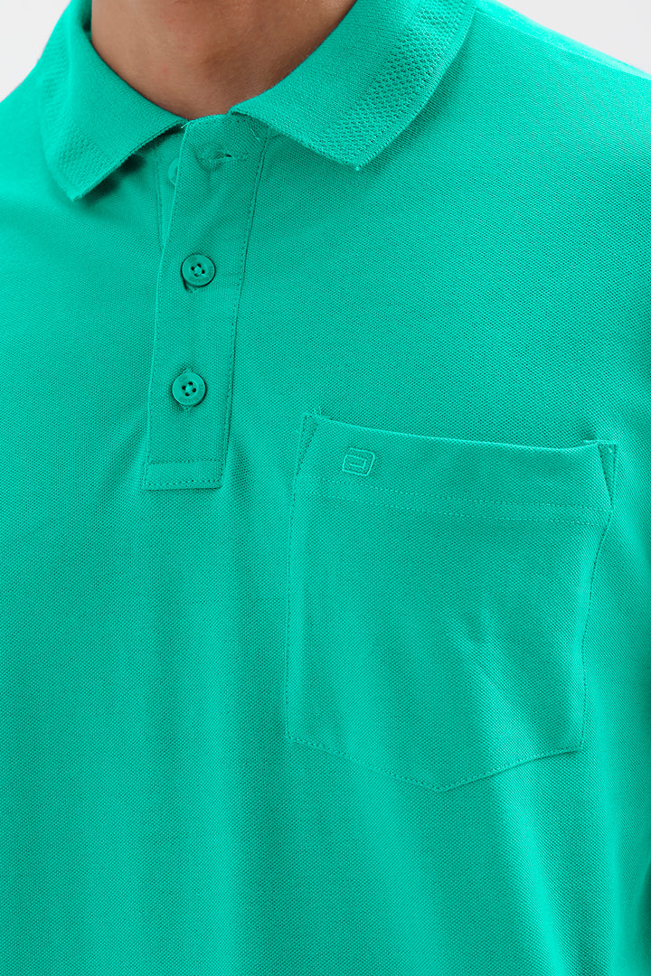 Lycra Polo - Lagoon Green T-Shirts For Men | Ariser
