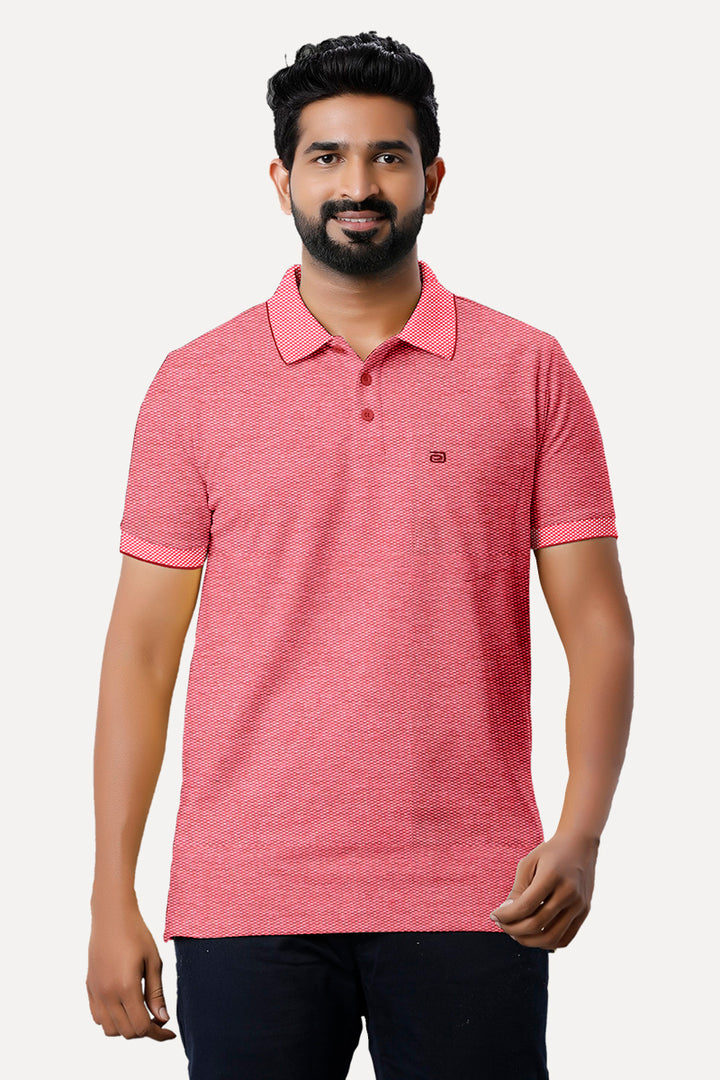 Ariser Cherry Red Color Cotton Golf  Polo T-Shirts For Men - 29002