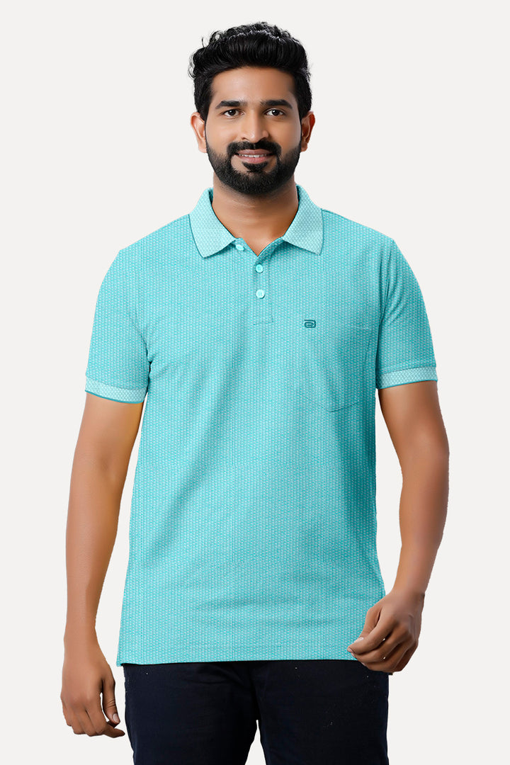Ariser Greenish Blue Color Cotton Golf  Polo T-Shirts For Men - 29005