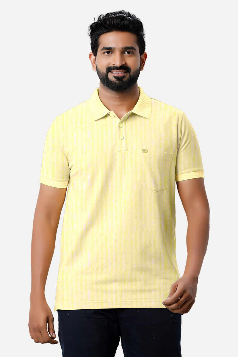 Ariser Pastel Yellow Color Cotton Golf  Polo T-Shirts For Men - 29007