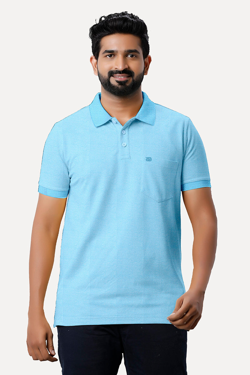Ariser Pastel Blue Color Cotton Golf  Polo T-Shirts For Men - 29009