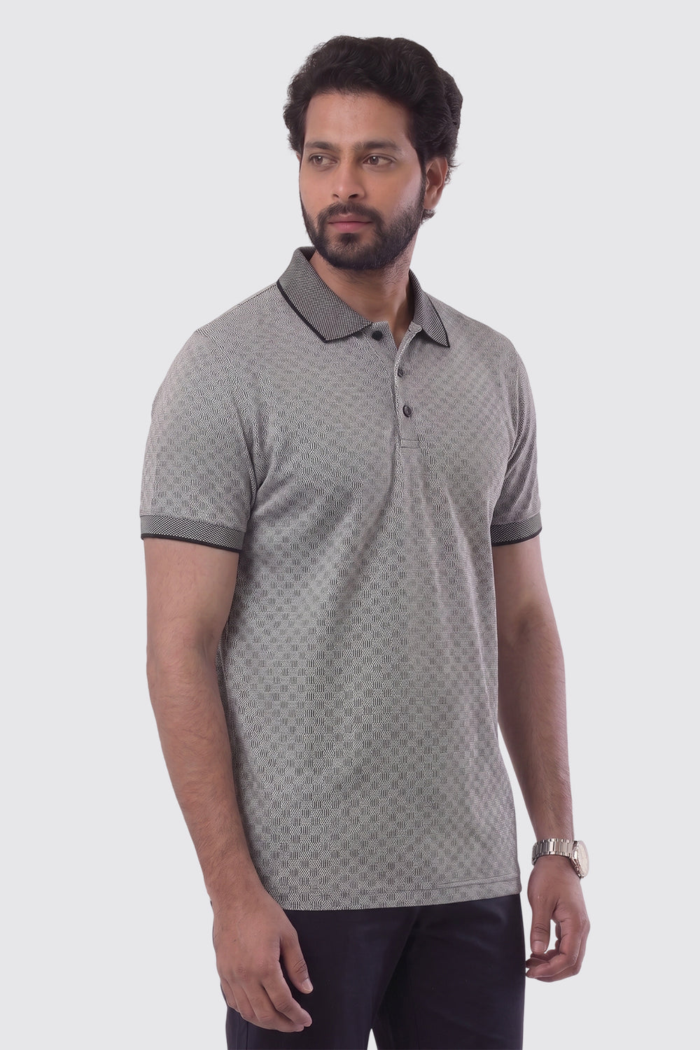 Casual Micro Pattern Polo T-Shirt for Men