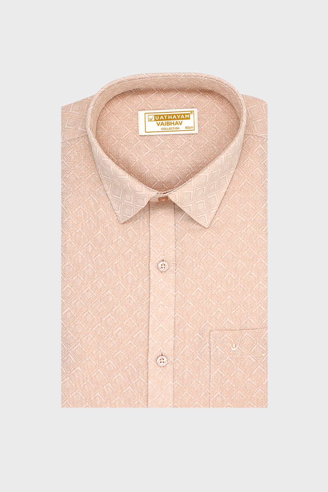 Vaibhav Grand - Copper Diamond Design Shirt and Jacquard Dhoti Tissue Set 2 In 1 For Men | Uathayam