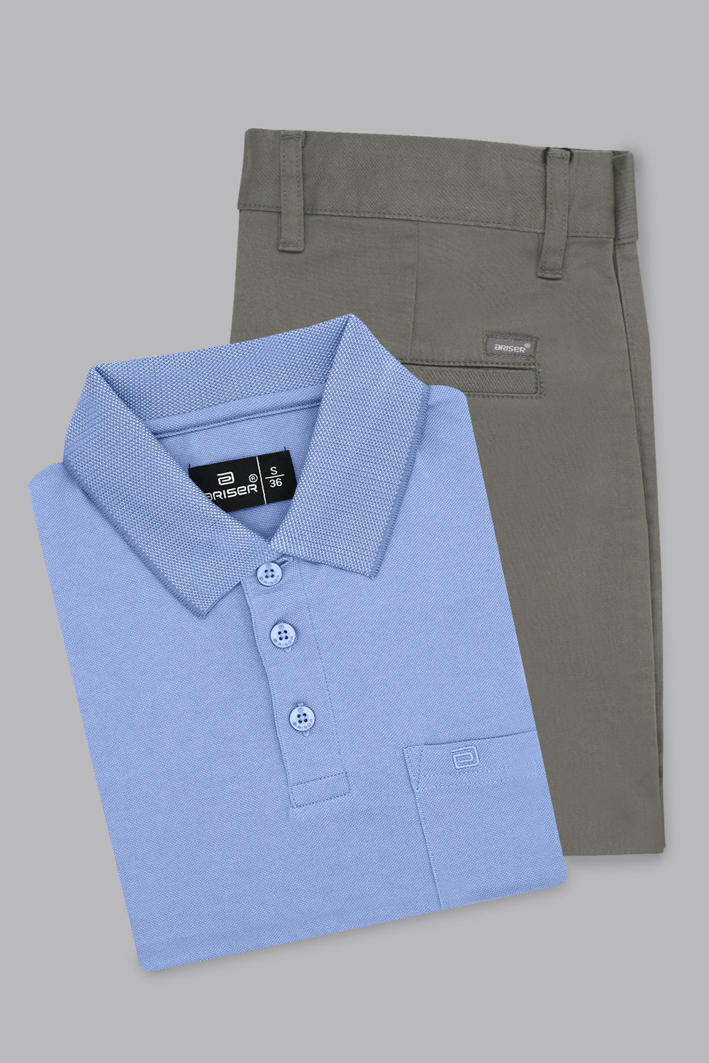 Men light purple blue t shirt and grey chino combo