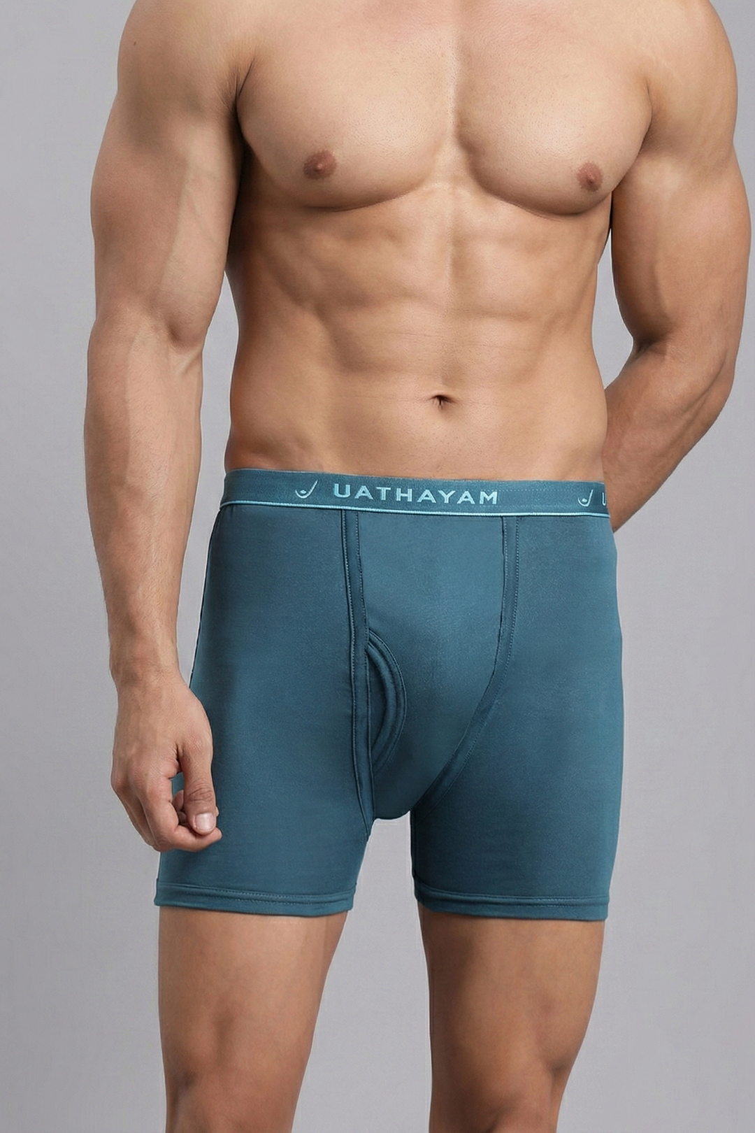 Ultimate Fine peacock blue cotton trunks for men without pocket