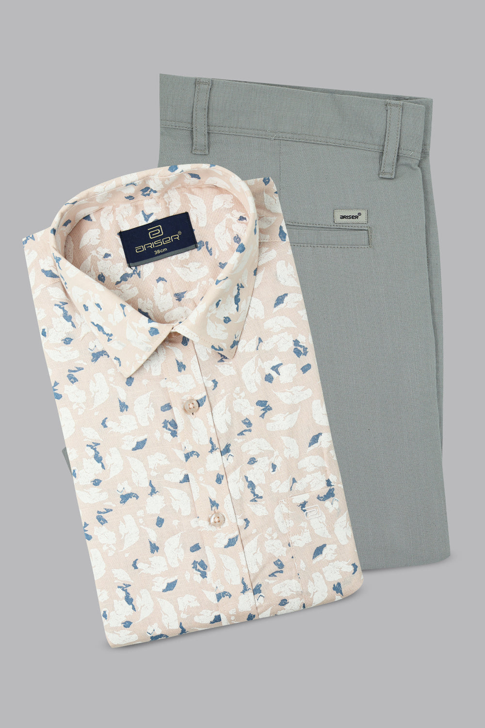 Cream Peach Printed Shirt Combo