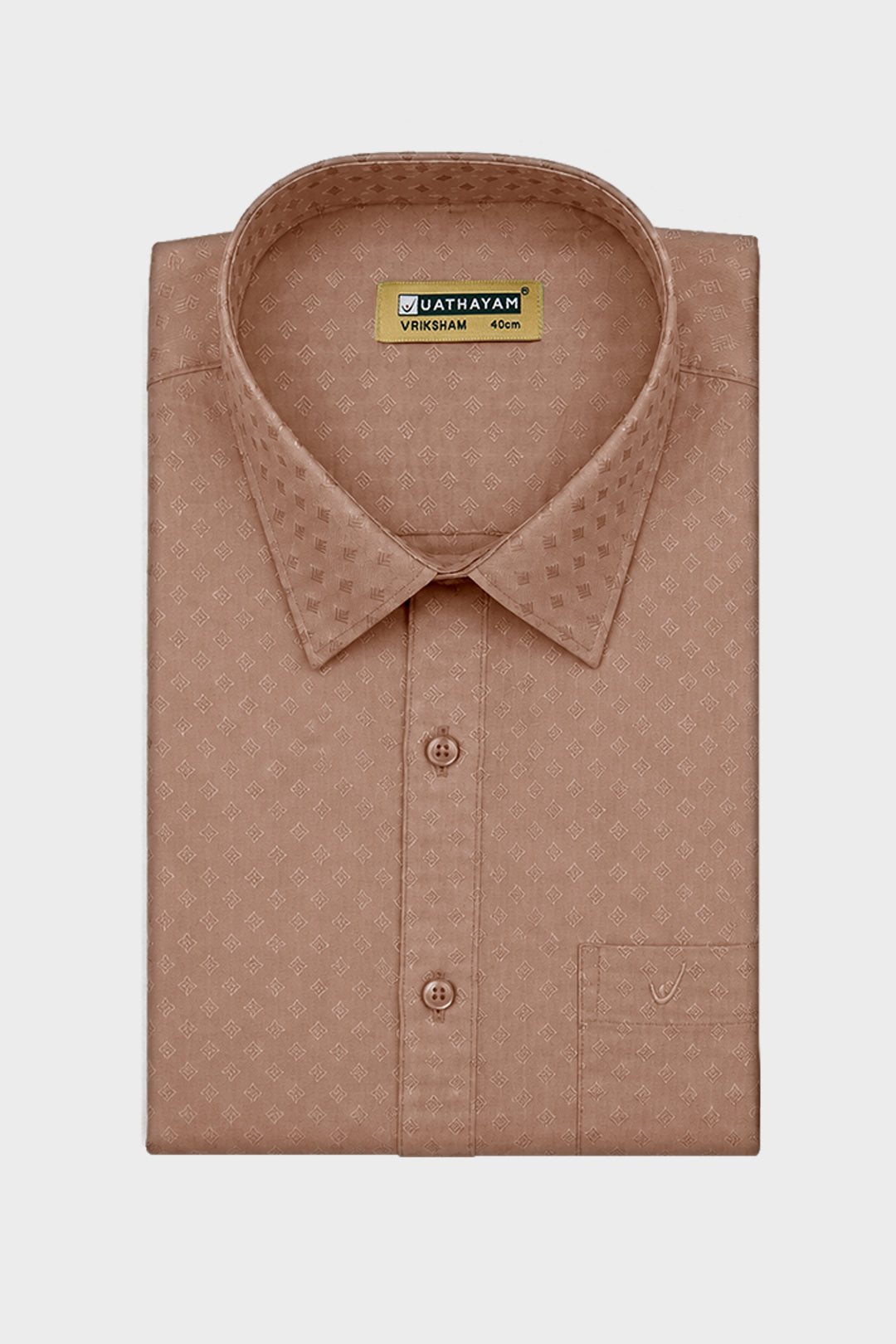 Vriksham Grand - Emboss Copper Shirt and Matching Double Layered Dhoti Set 2 in 1 Wedding Set For Mens | Uathayam