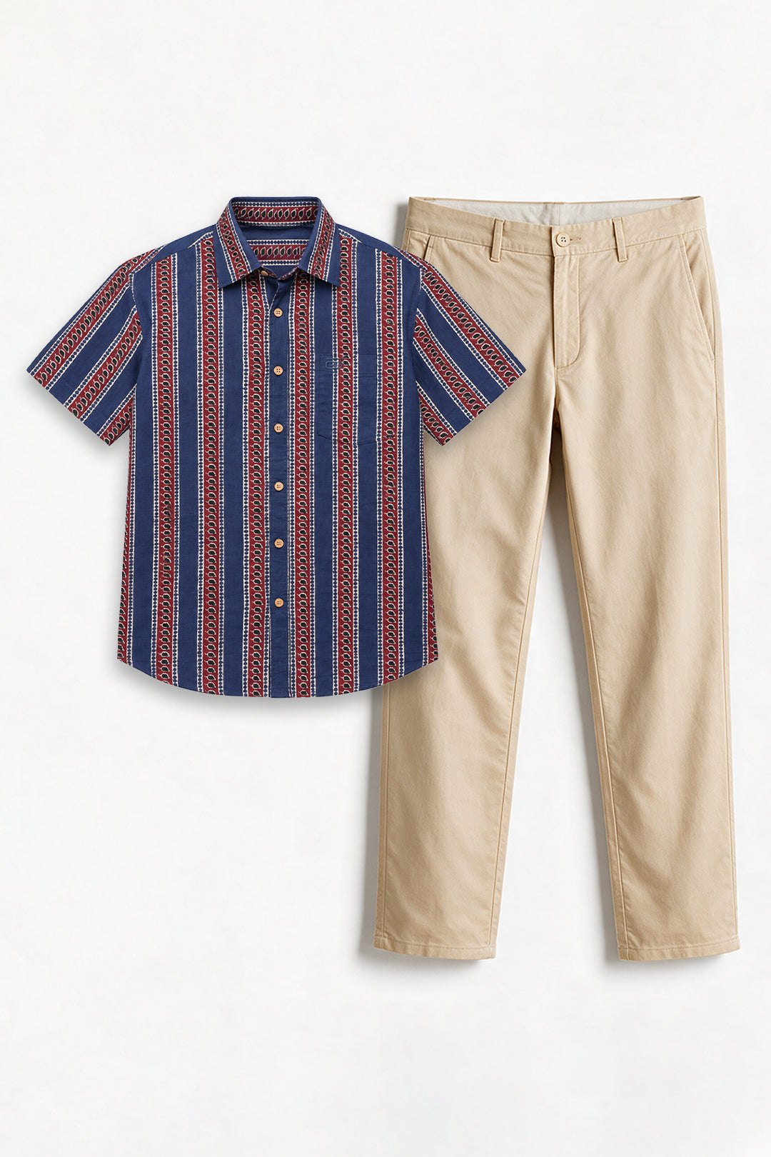 Congo + Basic Chino - Classic Blue Shirt With Sandal Trouser Combo For Men | Ariser