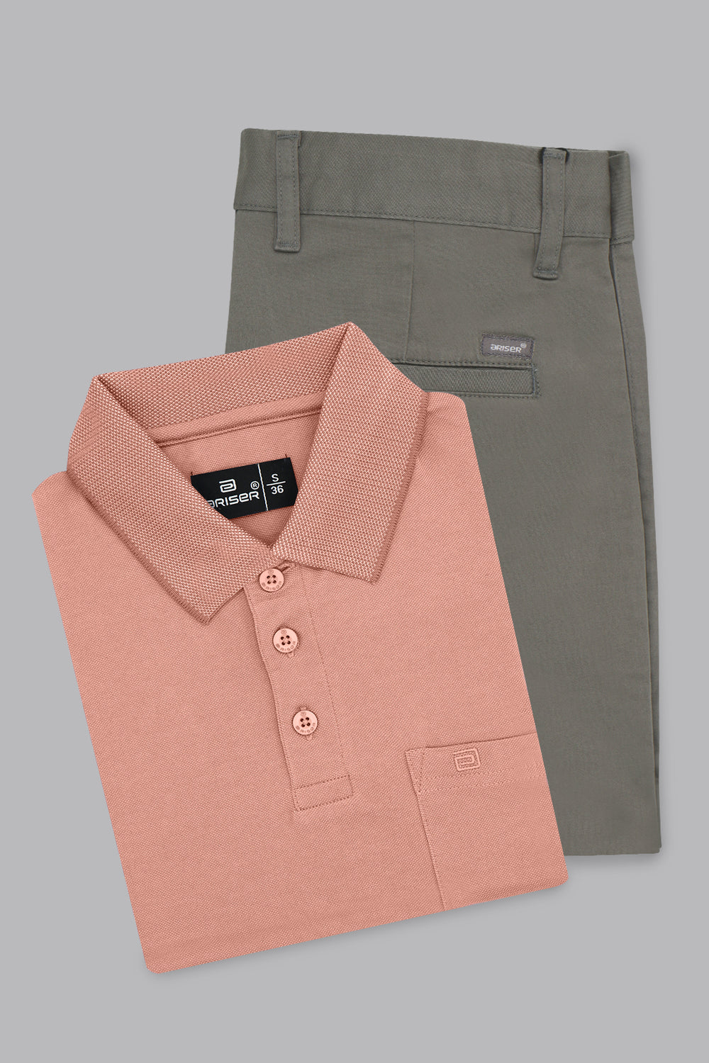 Golf polo t shirt with slate gray trouser