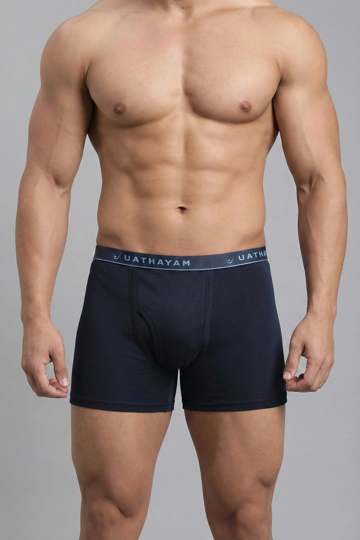 Ultimate Fine -  Ink Blue With Outer Elastic Trunks For Men | Uathayam