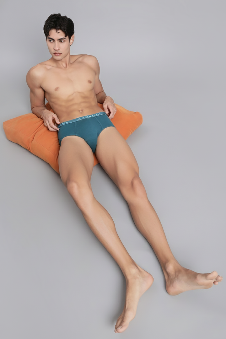 Stretchable and durable Greenish Blue men’s briefs