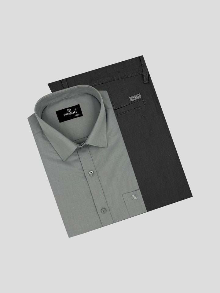 Super Soft + Kansas - Squirrel Gray Shirt With Smokey Gray Trouser Combo For Men | Ariser