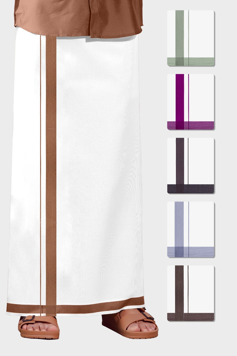 Sparkle Abu - Lavender Smooth Cotton Double Dhoti With Fancy Borders | Uathayam