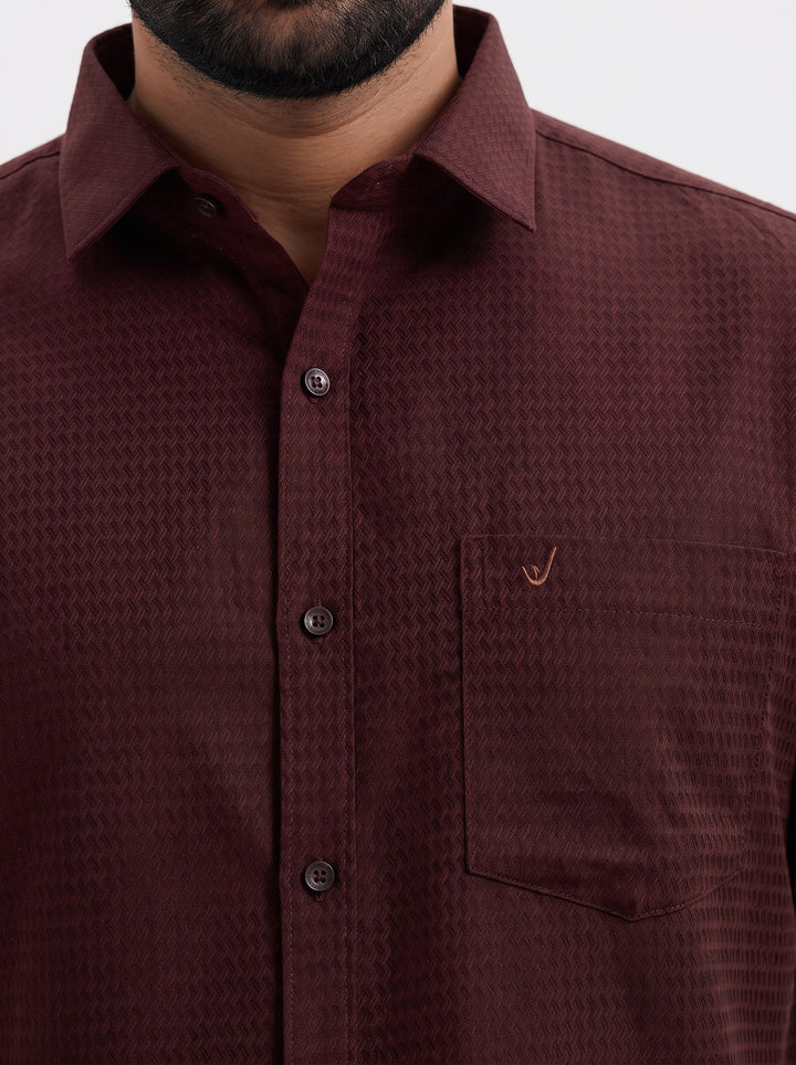 Majestic - Wine Maroon Matching Shirt And Single Layered Fancy Border Dhoti Set For Men | Uathayam