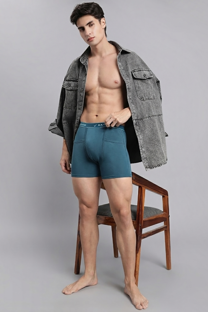 Men’s breathable cotton trunks teal
