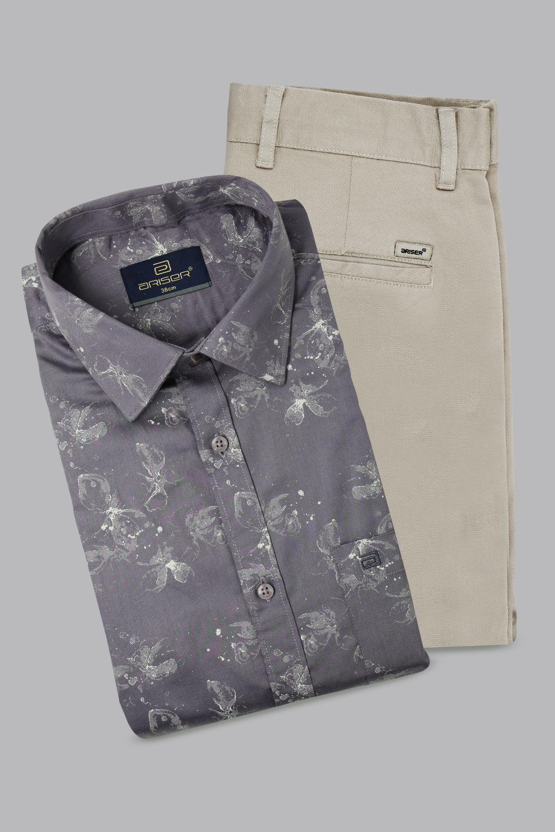 late gray printed shirt