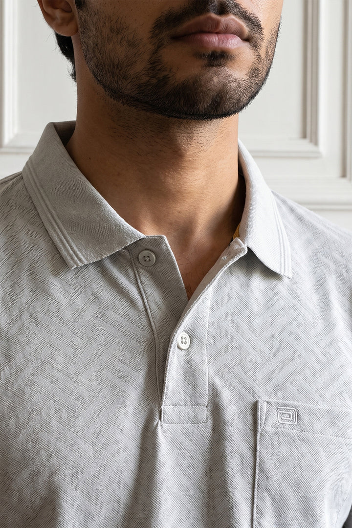 Clark Polo + Basic Chino - Sage Mist Gray T-Shirt With Navy Blue Trouser Combo For Men | Ariser