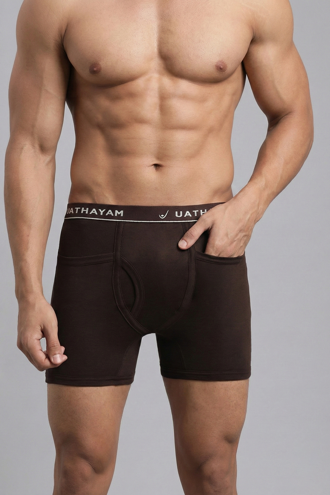 Uathayam men chocolate brown cotton trunks