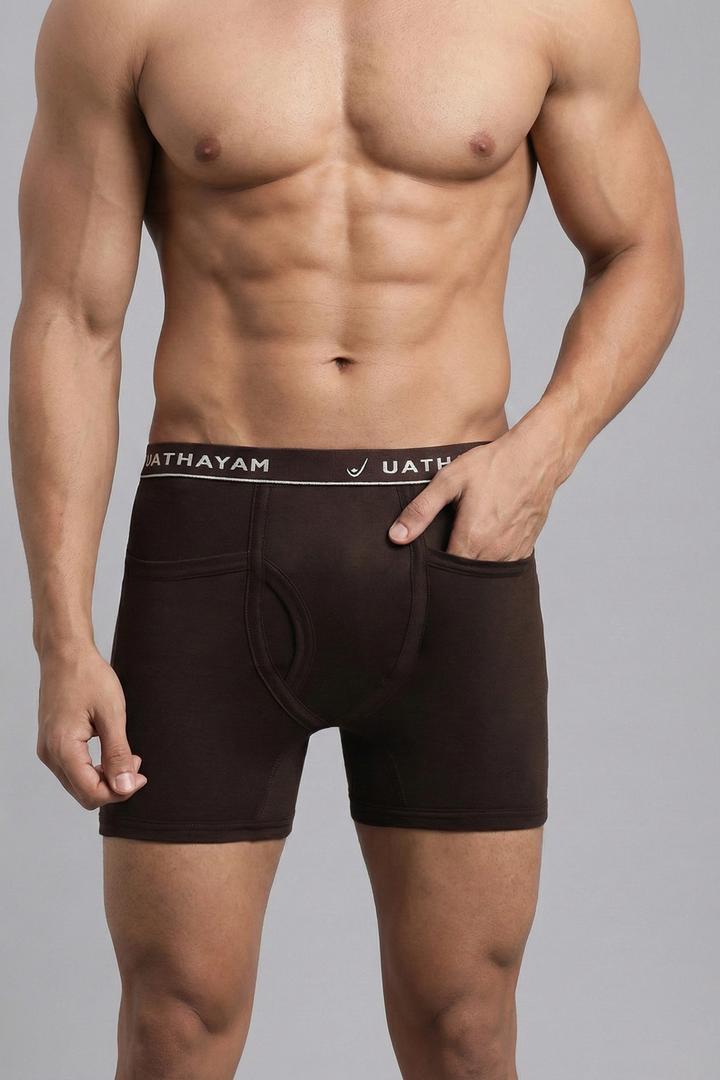 Uathayam men chocolate brown cotton trunks