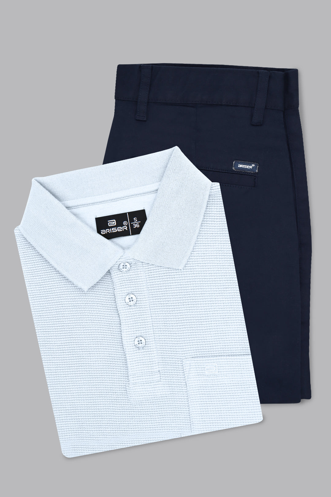 Waffle Polo Soft Blue T-Shirt