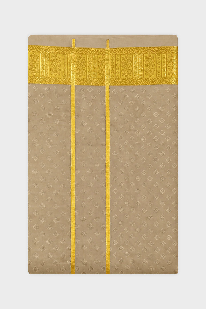 Vriksham Grand - Emboss Biscuit Shirt and Matching Double Layered Dhoti Set 2 in 1 Wedding Set For Mens | Uathayam