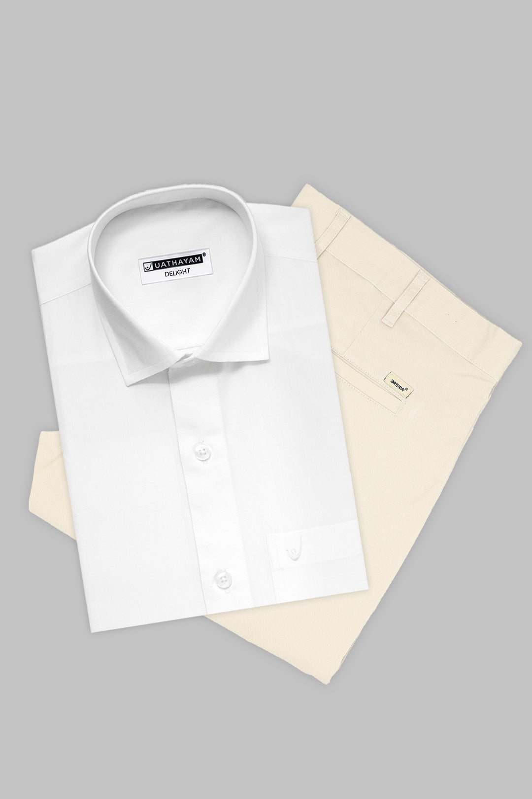 Uathayam Delight and Modern Chino Cream White Formal Wear Combo