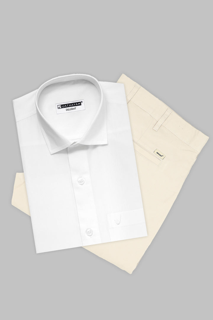 Uathayam Delight and Modern Chino Cream White Formal Wear Combo