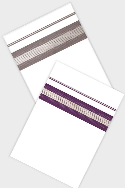 Adam Imran Combo - Sandy Brown And Purple Smooth Cotton Double Dhoti | Uathayam