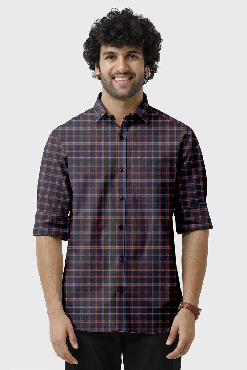 Vista - Dark Navy With Red Checked Shirts For Mens | Ariser