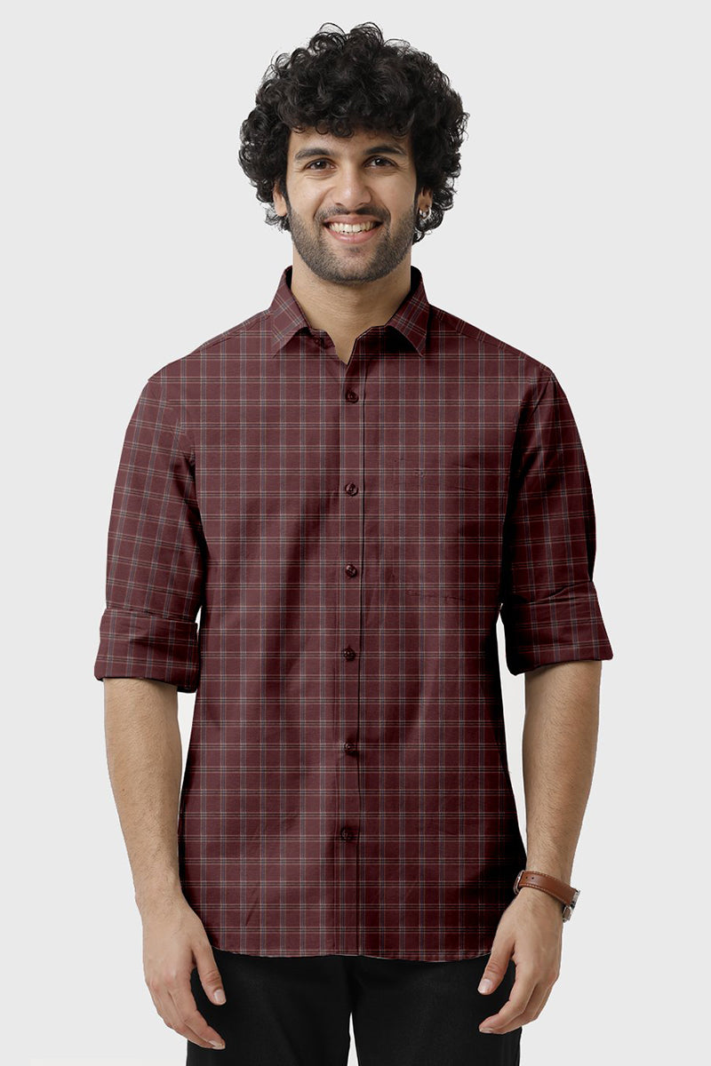 Vista -  Red With Blue Checked Shirts For Mens | Ariser