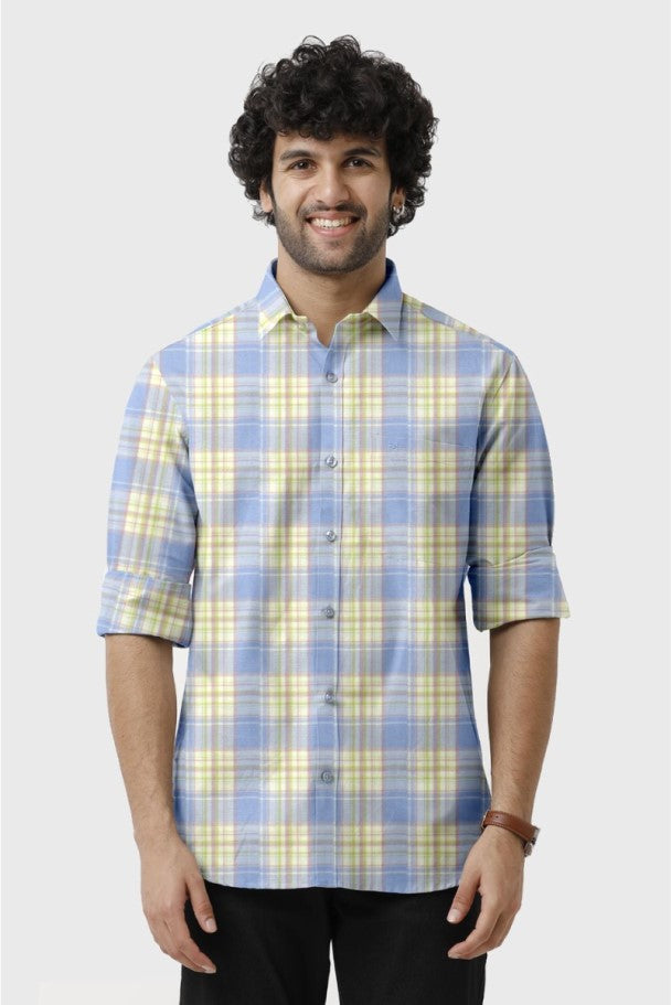 Light Blue Checked Shirt for Men