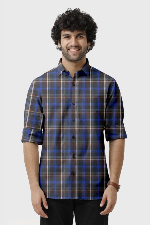 Black and Blue Checked Shirt for Men
