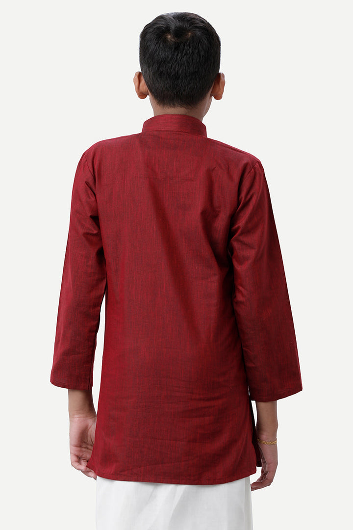 UATHAYAM Exotic Kurta Cotton Rich Blend Full Sleeve Solid Regular Fit For Kids (Blood Red)