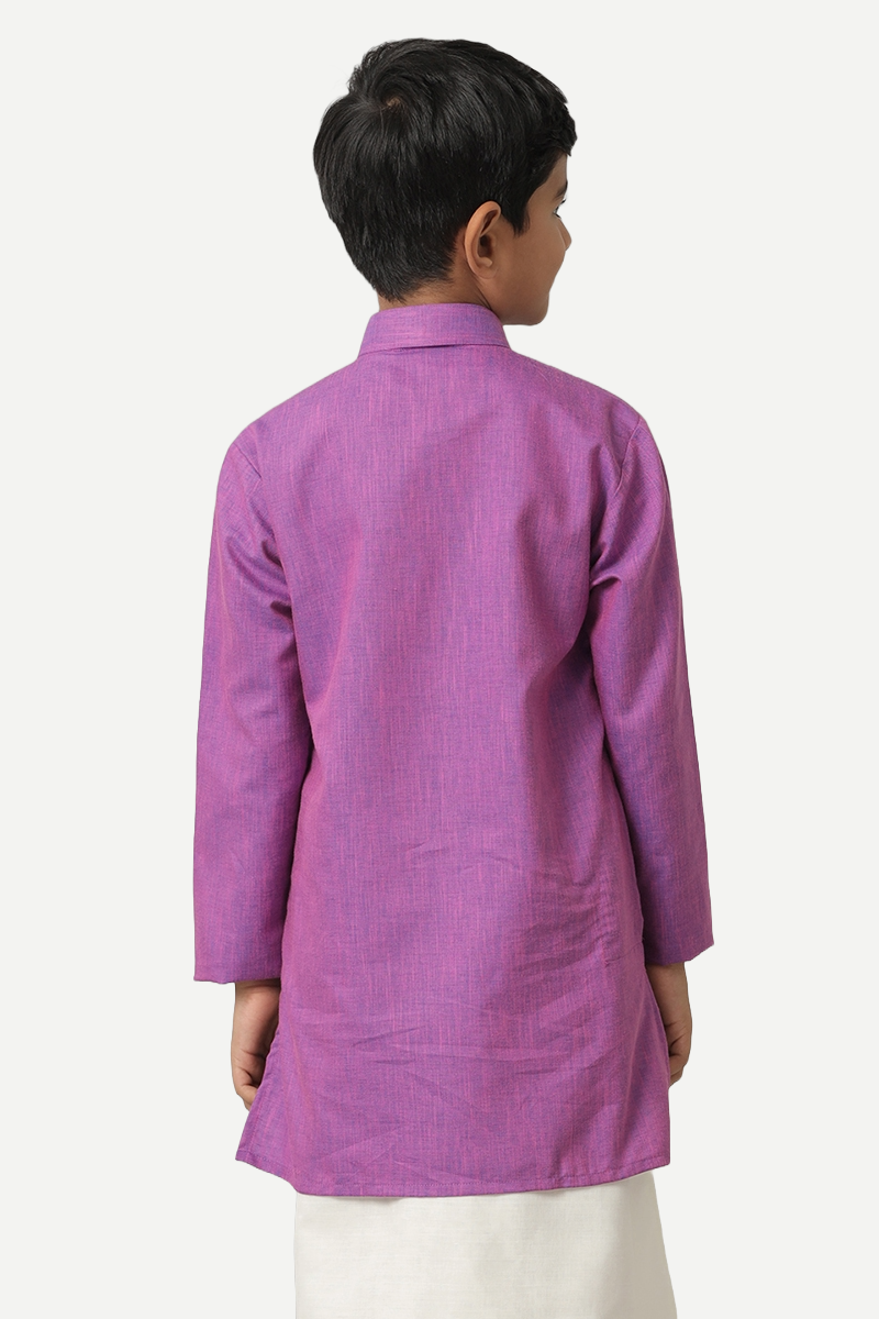 Exotic - Dark Lavender Kurta and Matching Fixit Dhoti 2 In 1 Set For Kids | Uathayam