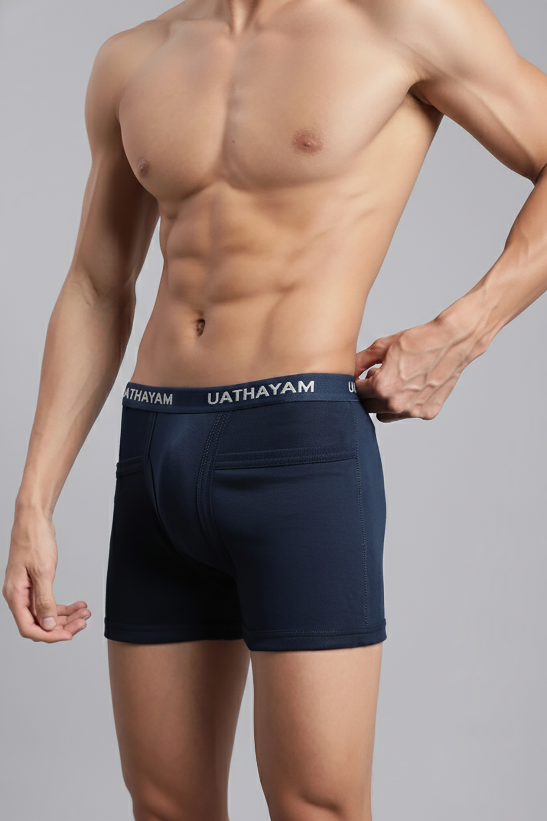 Uathayam men’s dark navy comfort rib trunks outer elastic