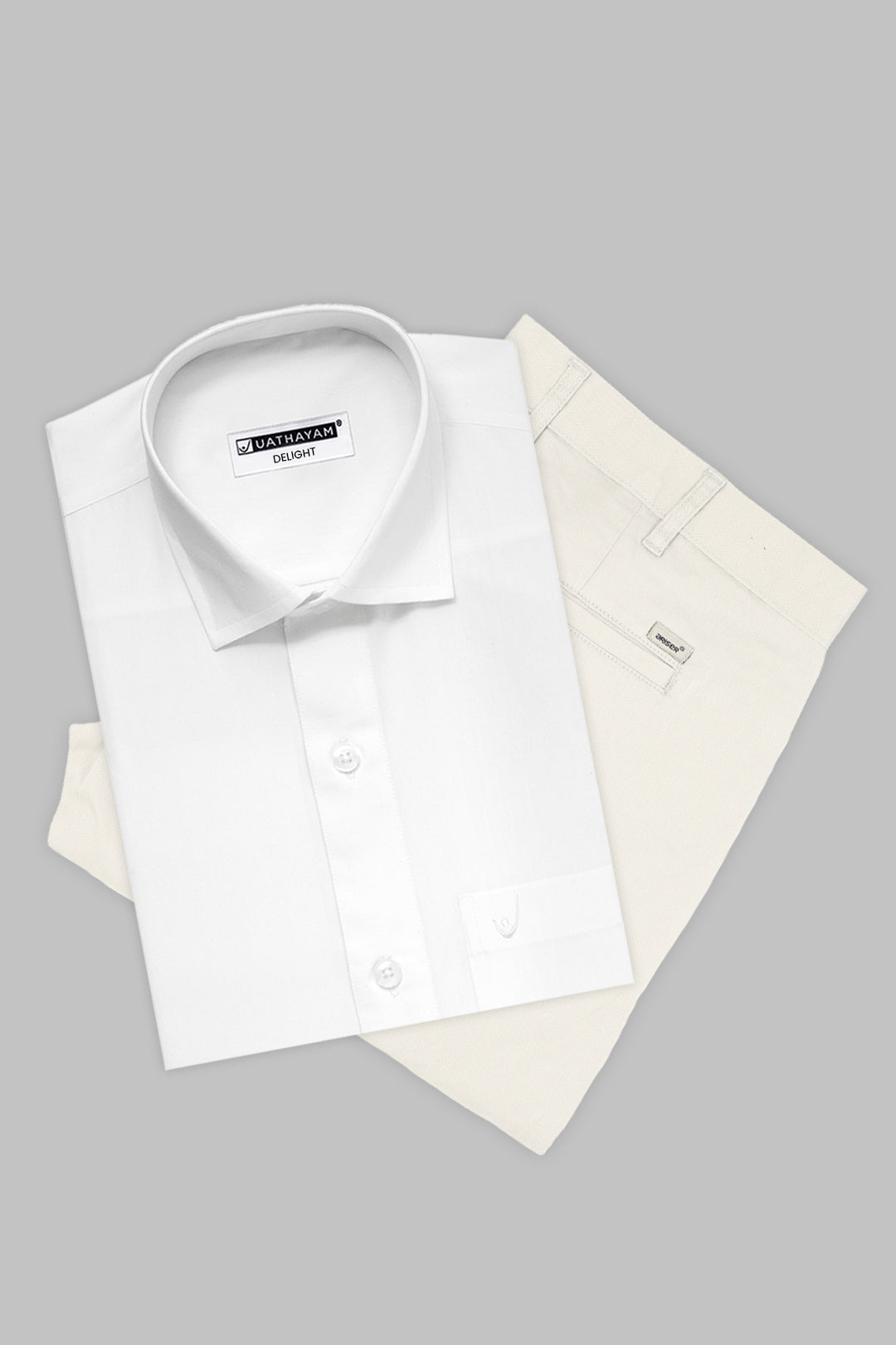 Classic White Shirt with Beige Formal Trouser Combo for Men