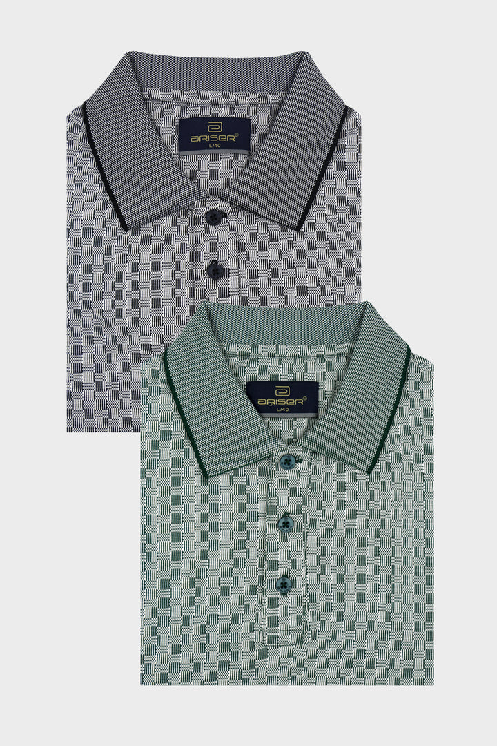 Zulu Polo Black & Dark Green Pocketless T-Shirts – Pack of 2 Combo for Men | Ariser