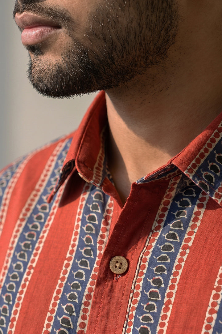 Congo + Basic Chino - Brick Red Shirt With Sandal Trouser Combo For Men | Ariser