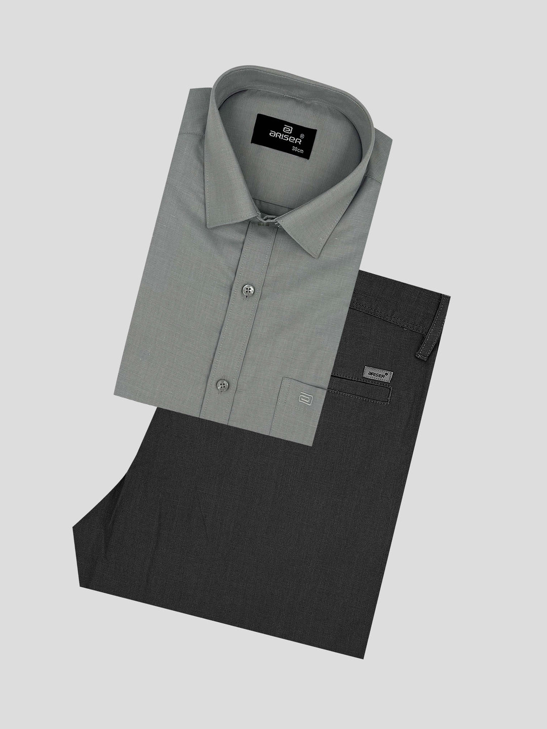 Super Soft + Kansas - Squirrel Gray Shirt With Smokey Gray Trouser Combo For Men | Ariser