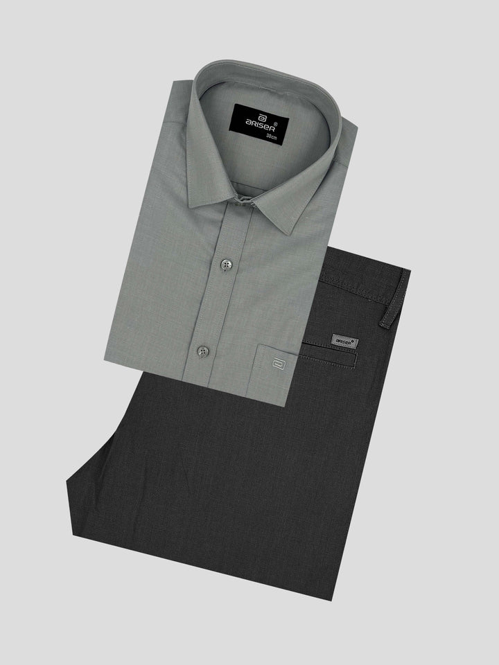 Super Soft + Kansas - Squirrel Gray Shirt With Smokey Gray Trouser Combo For Men | Ariser