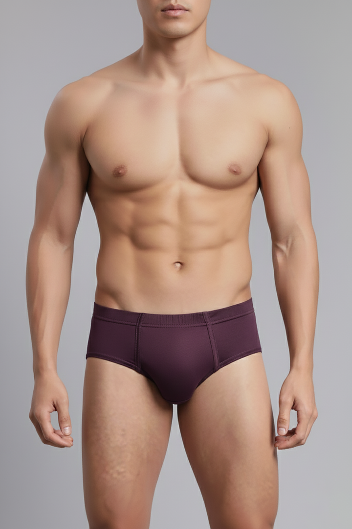 Vennto IE Plum Wine men’s cotton briefs for all-day comfort