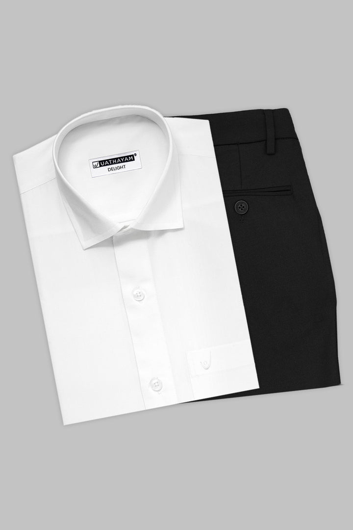 Classic White Shirt with Black Formal Trousers for Men